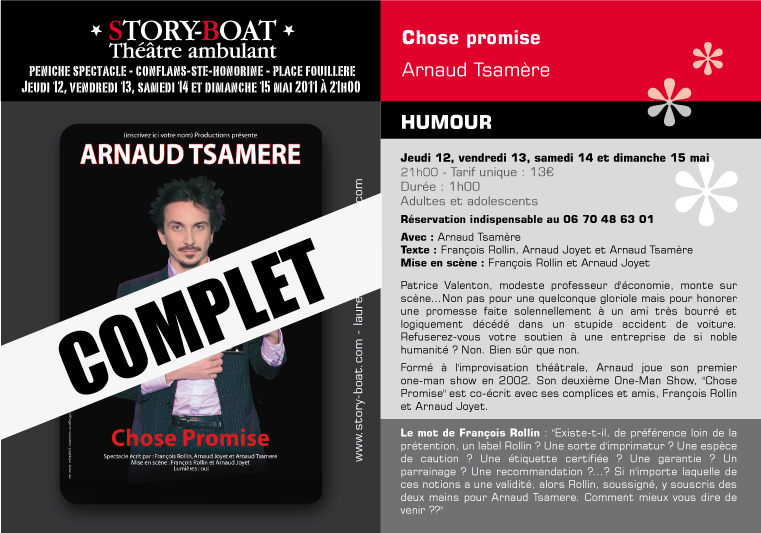 Arnaud Tsam&egrave;re sur le Story-Boat dans Chose promise